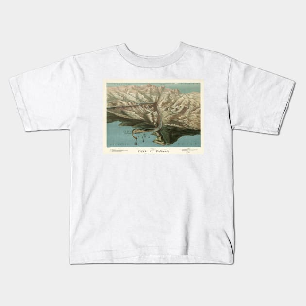 Vintage Pictorial Map of The Panama Canal (1881) Kids T-Shirt by Bravuramedia